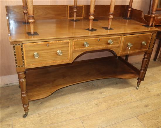 A 19th century mahogany two-tier writing table, W.152cm